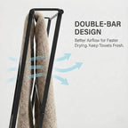 Metal Leaning Ladder Towel Rack, 4-Tier Blanket Stand for Bathroom Living Room, No Drilling Quilt Storage Organizer (Matte Black)