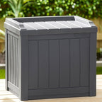 Suncast Small Deck Box Storage w/ Bench Seat for Indoor & Outdoor Use, 22 Gal., Cyberspace