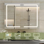 DICTAC Medicine Cabinet with Mirrors and Storage 31.5''x23.6'' Wall Mounted Bathroom Mirror Cabinets with Led Lights Double Doors Mirror Lighted Medicine Cabinets with Adjustable Storage Shelf,White