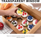 12 Count Cupcake Boxes, 4PCS Cupcake Container with Window, Food Grade Cupcake Holder for Birthday Holiday Party, Bakery Supplies for Cupcakes, Desserts, and More (Brown)