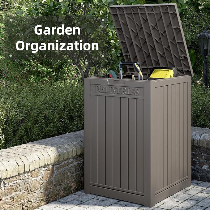 Package Delivery Box for Outside, 48 Gallon Storage with Lockable Secure, Large Double Wall Resin Outdoor Package Delivery Waterproof Deck
