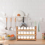 CVHOMEDECO. Wooden Egg Holder Fresh Egg Holders Countertop Firewood Egg Collecting Rack for Gathering Fresh eggs, Stackable with 36 eggs, Home Kitchen Organizer, Set of 3 PCS