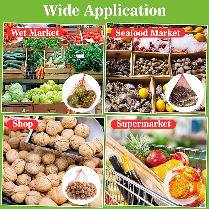 Sukh 90PCS Mesh Produce Bags - 24Inch Mesh Vegetable Bags Onion Storage Net Produce Seafood Net for vegetables Storage Fruits Seafood and Other Agricultural Products Red