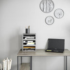 Ballucci File Organizer, 2-Tier Document Paper Sorter, Stackable Wood Desk Organizer Mail Holder, Monitor Stand with Storage Shelves, Gray