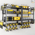 Power Tool Organizer Wall Mount - Storage Rack with 4 Drill Holders for Drills Cordless Tools. Heavy Duty Iron Garage Tool Organizer Storage for Workshop Shed (4 Slots 4 Layers 2 Pack)