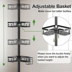 Corner Shower Caddy Tension Pole 4 Tier Adjustable Stainless Steel Shower Shelf for Inside Shower Bathtub Shampoo,Standing Bathroom Organizer Shelves with 39 to 113 inch Height