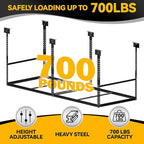 3x8 Ft Overhead Garage Storage Rack, 28-41 inch Height Adjustable Ceiling Mounted Organization Rack, 700 lbs Weight Capacity, 36"x96" Heavy Duty Space-Saving Metal Rack for Garage Storage