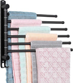 Matte Black 6 - Arm Stainless Steel Swivel Towel Rack with Hook: Wall - Mounted, Rustproof Space - Saver for Bathroom & Kitchen - 180° Rotation, 14kg Capacity