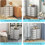 Giantex 10 Drawers Rolling Cart, Classroom Organizers, Storage Cart with Wheels, for Teacher Office Home School Supplies Tool Craft Art Paper, Clear White