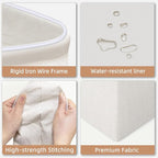 STORAGE MANIAC 1-Pack Large Laundry Hamper, 100L (26.4 Gal) Collapsible Laundry Basket with Bamboo Handles, Freestanding Waterproof Clothes Hamper for Laundry Room, Bedroom, Dorm, Towels, Toys, White