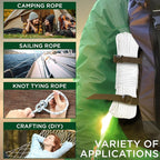 TECEUM Clothes Line & Flag Pole Rope – 1/4” & 3/8” – 90 FT | 150 FT – Strong All-Purpose Utility Rope – Camping, Crafting, Indoor & Outdoor – Polypropylene Nylon Lightweight Diamond Braided Cord White