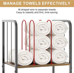 Towel Rack Free Standing 3-Tier M-Shaped Detachable Dividers, Durable Metal Towel Holder for Bathroom, Pool Towel Rack, Space-Saving Towel Storage Organizer, Modern Bath Towel Shelf Patent Pending