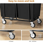 Large Laundry Hamper with Wheels, 2 - Bag 250L Rolling Medium Laundry Basket Sorter Cart, Medium - Sized Laundry Clothes Hamper, Heavy Duty Laundry Basket Organizer for Laundry Room, Bathroom