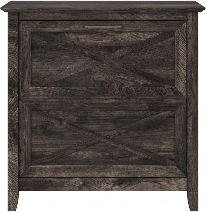 Bush Home Key West 2 Drawer Lateral File Cabinet in Dark Gray Hickory, Document Storage for Home Office, Accent Chest with Drawers