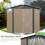 Patiowell Outdoor Storage Shed 8x8 FT, Heavy Duty Tool Metal Sheds with Lockable Doors and Updated Frame Structure for Backyard Patio Lawn, Brown
