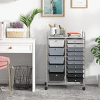 Giantex 15 Drawers Rolling Cart, Classroom Organizers, Storage Cart with Wheels, for Teacher Office Home School Supplies Tool Craft Art Paper