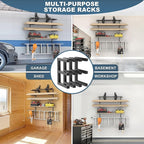 Ultrawall Lumber Storage Rack Wall Mount Wood Storage Racks, Metal Wood Organizer Racks for Shed, Workshop, Garage, Holds Up 220 LBS Per Level (Pack of 4, Black)