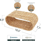 Wicker Wall Shelf,16.5'' Cute Boho Rattan Wall Mounted Shelves for Toilet Paper Storage,Plant, Book, Decorative,Natural Water Hyacinth Floating Shelves for Bathroom Decor,Nursery,Living Room