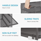 Lavatino 3-Tier Letter Tray Desk Organizer, Mesh Metal Paper File Tray Organizer for Desk, Office Supplies & Home Organization, Fits A4 Paper, Mail, Magazines & Office Accessories (Grey with Handle)