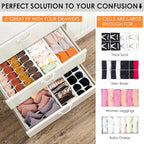 Criusia Drawer Organizer Clothes, 8 Pack Dresser Organizer Bins for Baby Clothes, Underwear Sock, Fabric Closet Organization and Storage Dividers for Nursery Bedroom (96 Compartments, White)