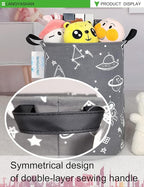 LANGYASHAN Storage Bin, Canvas Fabric Collapsible Organizer Basket for Laundry Hamper,Toy Bins,Gift Baskets, Bedroom, Clothes,Baby Nursery (Space Universe)