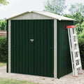 Outdoor Storage Shed, Weather Resistant Garden Shed with Gable Roof & Grid Window, Multi-Use Shed for Bikes, Lawn Mowers, Patio Supplies & Pet Shelter (Green, 6×4FT)