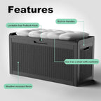 ROJIK Outdoor Storage Housing Deck Box,Waterproof Patio Furniture, Garden Tools, Cushions, Pool Accessories Storage Bench with Lockable Lid and Side Handles (Black,60 Gallon)
