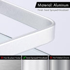 KES Glass Shelf for Bathroom, Glass Floating Shelves Aluminum Tempered Rectangular 1 Tier Extra Thick Silver Wall Mounted, A4126A