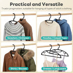 HOUSE DAY Plastic Clothes Hangers 36 Pack, Sweater Hangers No Shoulder Bump, Thick Heavy Duty Coat Hanger for Closet, Black Wide Hanger with Non-Slip Hook for Sweaters, Suits, Dresses, Jackets, Pants