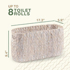 Toilet Paper Storage Basket, Toilet Paper Holder with Storage for Up to 8 Rolls, Rattan Bathroom Accessories