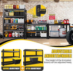 5-Tier Garage Shelving Heavy Duty, 3000LBS Garage Shelves, Adjustable Metal Shelving Unit, Garage Storage Shelves, Utility Storage Rack Shelf, Shelves for Garage Storage, 72" H×46.1" W×20" D