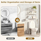 3-Tier Over The Toilet Storage Rack - Freestanding Bathroom Shelf Organizer with Toilet Paper Holder & 3 Hooks, Space-Saving Sturdy Rust-Resistant Design, 62" H White