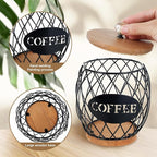 Coffee Pod Basket Holder Hollow Design Metal Coffee Pod Container with Dust Cover Holder Organizer Large Capacity Sturdy Coffee Pod Organizer (black)