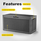 Vixzen 120 Gallon Waterproof Large Deck Box, Lockable Resin Outdoor Storage Box with Hydraulic Lid, Durable Storage Bin for Patio Furniture Cushions, Garden Tools, Pool Accessories, Black