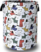 Cute Cartoon Animal Dogs Laundry Basket Foldable With Handles Tote Bag Oxford Cloth Funny Dog Laundry Hamper Clothes Storage Bucket Toy Organizer 18.9" x16.5" For Bathroom/Laundry/Bedroom