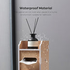 Doxo Waterproof Toilet Paper Holder Behind Toilet Storage Cabinet for Restroom, Slim Toilet Paper Storage with Lid (0ak)