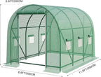 12×7×7 FT Greenhouses for Outdoors Heavy Duty, Large Walk in Green Houses for Outside with 6 Ventilated Mesh Windows & Roll-up Door & Reinforced Frame