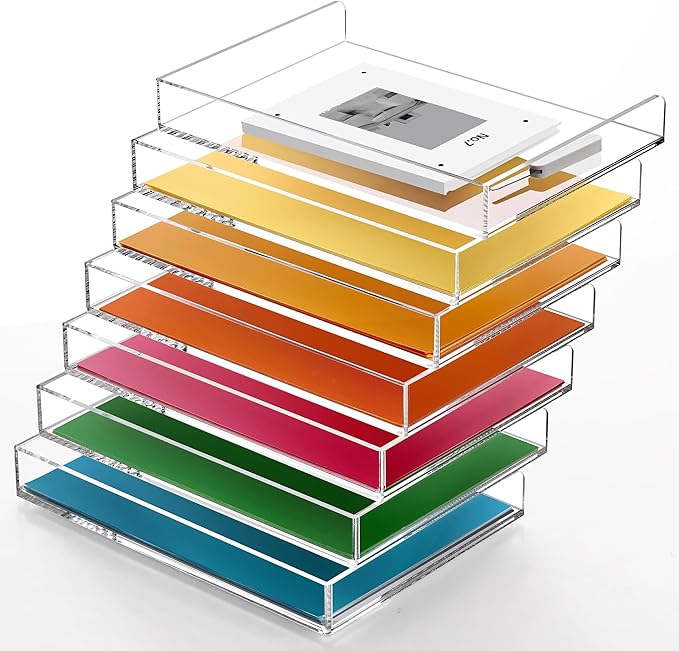 4 Tier Stackable Letter Tray, Acrylic Paper Organizer File Trays Paper Sorter, Clear Office Supplies Accessories for Letter/A4 Size Folders Documents 12.4inx8.86inx6.65in