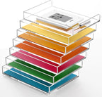 4 Tier Stackable Letter Tray, Acrylic Paper Organizer File Trays Paper Sorter, Clear Office Supplies Accessories for Letter/A4 Size Folders Documents 12.4inx8.86inx6.65in