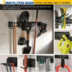 21Pack Garage Tool Organizer Wall Mount 66'', 750lbs Heavy Duty Storage Hook Rack with 17 Adjustable Hooks, Yard Tool Hanger for Shovel Rake Ladder Garden Tool, Easy Assembly Garage Wall Organization