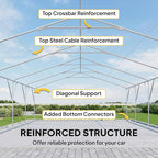 Outsunny 20' x 20' Heavy Duty Carport, Portable Garage Car Canopy Tent with Reinforced Galvanized Frame, 3 Roll-up Doors, 4 Mesh Windows for Cars, Trucks, Boats, Motorcycle, Bike, Dark Gray