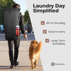 Laundry Backpack - XL Heavy Duty Laundry Bag Holds 3-4 Loads - Adjustable Straps, Drawstring Closure, Pockets & Handles - Durable Hamper for College, Travel & Laundromat - Black