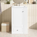 20 in Small Bathroom Vanity with Sink,Drawer,Doors and Side Storage & Toilet Paper Holder, Solid Wood & MDF Modern Single Bathroom Sink Cabinet with Drawers,Freestanding (White,20 in)