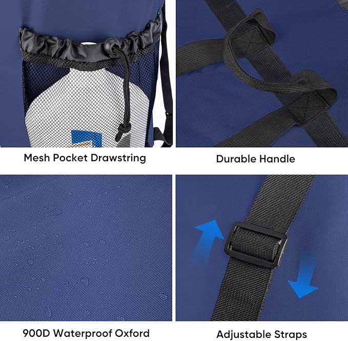 BALEINE 2PK 120L Laundry Bag Backpack, 900D Oxford Fabric Large Travel Laundry Bags with Shoulder Straps and 2 Mesh Pockets for College Dorm, Apartment, Laundromat (Navy, 120L)