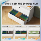 DEVAISE Metal 2 Drawer Lateral File Cabinet, Wide Filing Cabinet with Lock for Home Office School, Filing Organization Storage Cabinet for Hanging Files Letter/Legal/F4/A4 Size, White