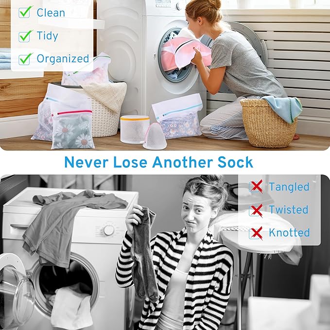 7 Pack 7 Size Mesh Laundry Bags Set for Delicates with AUTO-Lock Zipper, Lingerie Bags for Washing Delicates, Laundry Bags Mesh Wash Bags, Delicates Laundry Bag for Jeans,Blouse,Stocking,Bra