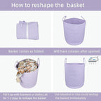 Woven Cotton Rope Laundry basket-15”X20” Laundry Hamper-Rope Storage Basket for Dirty Clothes, Toys and Blankets Perfect for Bathroom, Baby nursery and Living Room Storage (purple)