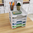 Natwind 5 Tier 10”x12” Scrapbook Paper Organizer For Desk,White File Organizer,Office Desk Organizers,Stackable Letter Tray,Paper Sorter,Document Storage Rack for Home Office School Classroom