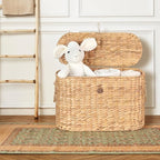 Toilet Paper Storage, Water Hyacinth Baskets with Lid, Toilet Paper Baskets for Storage Holder 6 Rolls, Papers Basket with Built-in Handles for Organizer, Bathroom Accessories Organizer