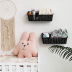 GRANNY SAYS Wicker Hanging Basket, 2 Pack Wall Basket for Kitchen, Fruit and Vegetable Storage Cabinet, Pantry Storage Spice Organization for Cabinet, Adhesive Shelf for Bathroom, Black